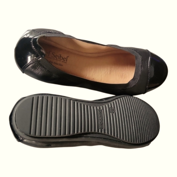 Josef Seibel Women's Pippa 07  Black Cushioned Patent Leather Ballet Flats Sz 39 - Picture 7 of 9